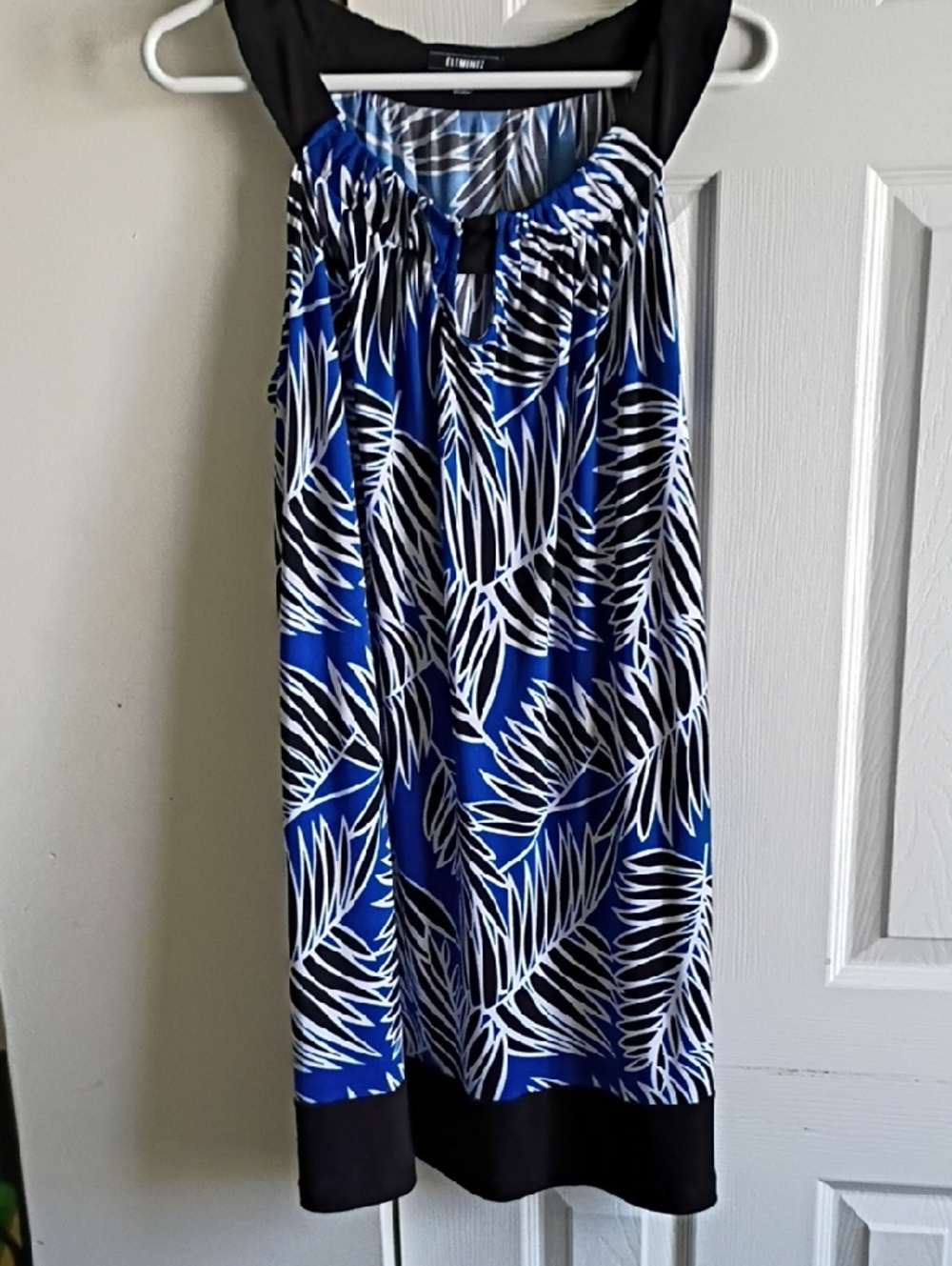 Elementz Blue Black White Tropical Print Summer Dress